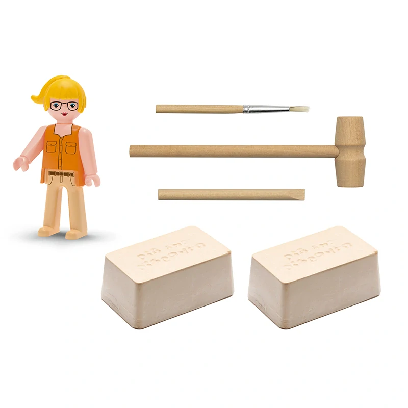 Efko Igráček Archeoložka - figurka s egyptskými vykopávkami sarkofágu a sošky Nefertiti