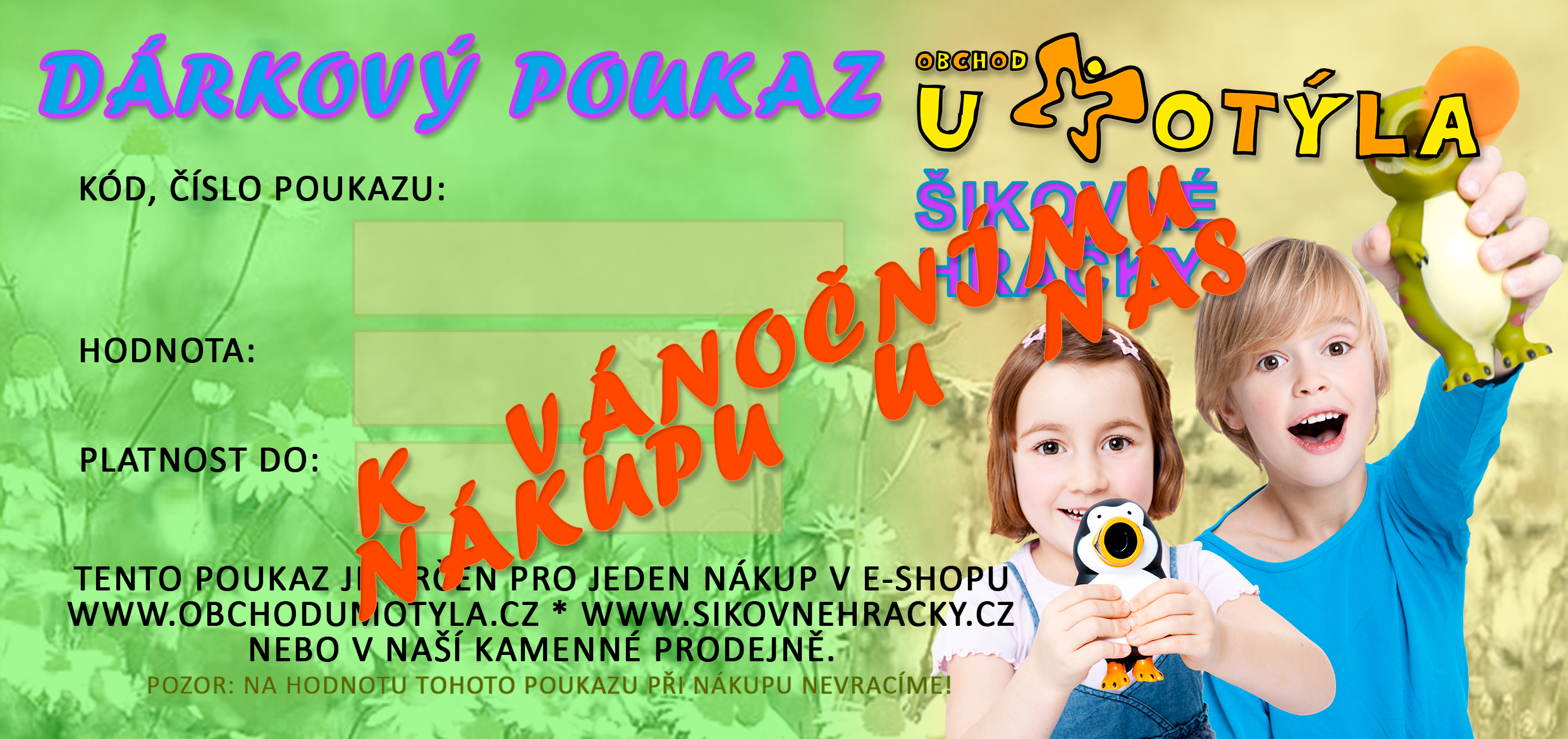 Tištěný dárkový poukaz na 500,- Kč