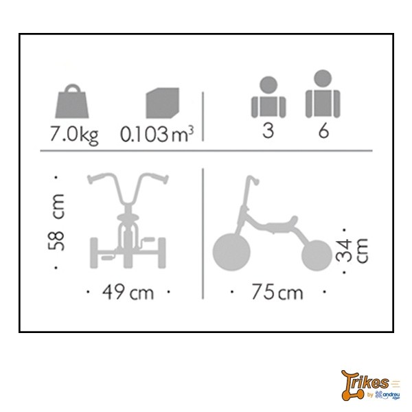 Andreu Toys Kovová tříkolka RACER