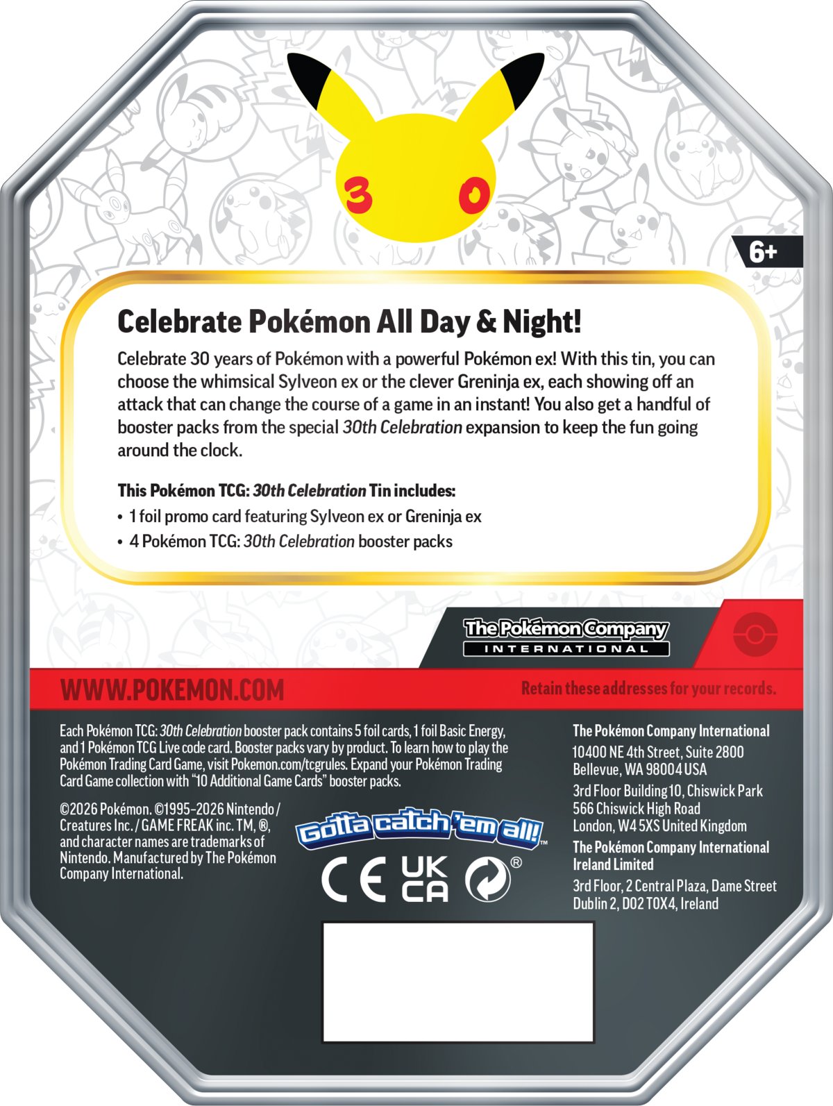 Pokémon TCG: 30th Celebration ex Tin
