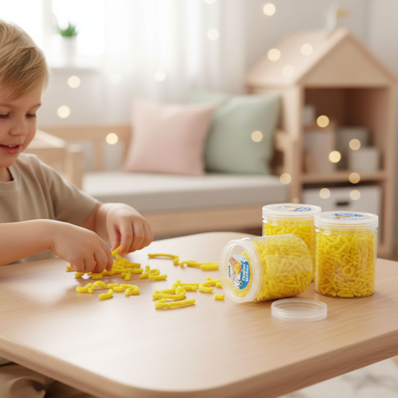 Alldoro Mačkací červíci – antistresová hmota Squishy Worms, žlutá, 120g